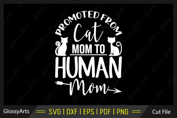 Promoted from Cat Mom to Human Mom Svg Review